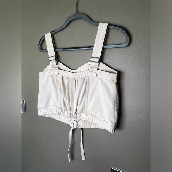 FREE PEOPLE We The Free Palm Desert Cream Denim Crop Top Tank Size XS - Picture 6 of 11